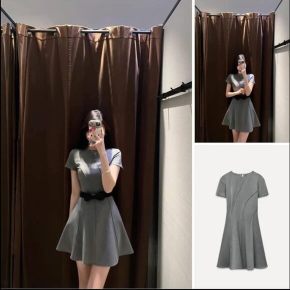 ZARA Gray Draped Midi Dress – Size XL – New With Tags (2121/023/811) 🩶 - Picture 6 of 16